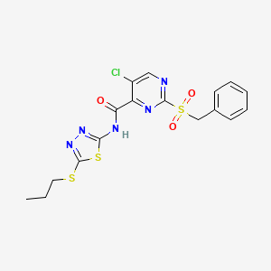 2-(benzylsulfonyl)-5-chloro-N-[5-(propylsulfanyl)-1,3,4-thiadiazol-2-yl]pyrimidine-4-carboxamide