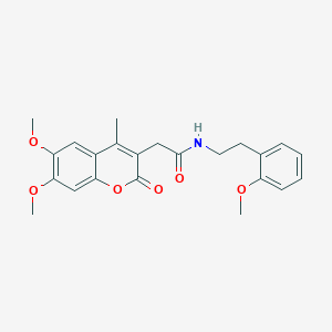 molecular formula C23H25NO6 B11388351 2-(6,7-dimethoxy-4-methyl-2-oxo-2H-chromen-3-yl)-N-[2-(2-methoxyphenyl)ethyl]acetamide 