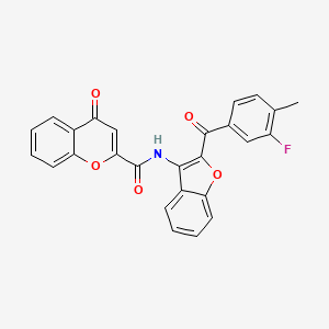 molecular formula C26H16FNO5 B11388381 N-[2-(3-fluoro-4-methylbenzoyl)-1-benzofuran-3-yl]-4-oxo-4H-chromene-2-carboxamide 