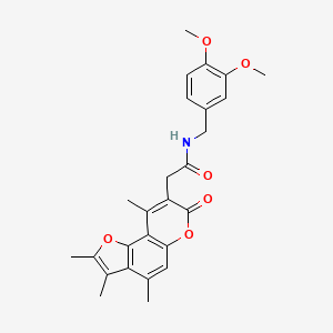 N-(3,4-dimethoxybenzyl)-2-(2,3,4,9-tetramethyl-7-oxo-7H-furo[2,3-f]chromen-8-yl)acetamide