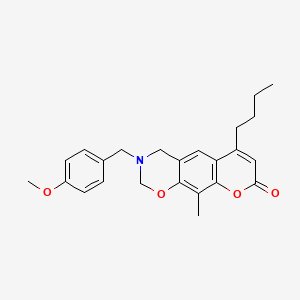 molecular formula C24H27NO4 B11388509 6-butyl-3-(4-methoxybenzyl)-10-methyl-3,4-dihydro-2H,8H-chromeno[6,7-e][1,3]oxazin-8-one 