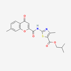 molecular formula C20H20N2O5S B11388561 isobutyl 4-methyl-2-{[(7-methyl-4-oxo-4H-chromen-2-yl)carbonyl]amino}-1,3-thiazole-5-carboxylate 