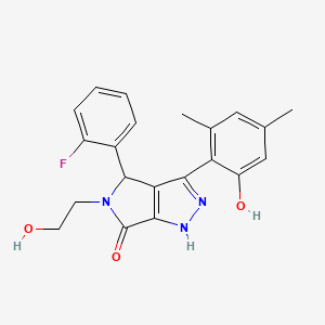 molecular formula C21H20FN3O3 B11388590 4-(2-fluorophenyl)-3-(2-hydroxy-4,6-dimethylphenyl)-5-(2-hydroxyethyl)-4,5-dihydropyrrolo[3,4-c]pyrazol-6(1H)-one 