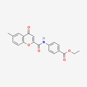 molecular formula C20H17NO5 B11388602 ethyl 4-{[(6-methyl-4-oxo-4H-chromen-2-yl)carbonyl]amino}benzoate 