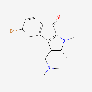 molecular formula C16H17BrN2O B11388644 Indeno(2,1-b)pyrrol-8(1H)-one, 5-bromo-1,2-dimethyl-3-((dimethylamino)methyl)- CAS No. 126581-72-4