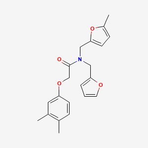 2-(3,4-dimethylphenoxy)-N-(furan-2-ylmethyl)-N-[(5-methylfuran-2-yl)methyl]acetamide