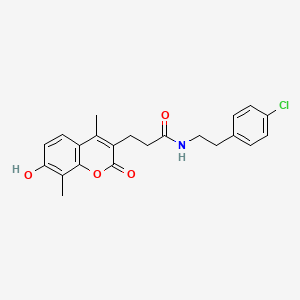 molecular formula C22H22ClNO4 B11388764 N-[2-(4-chlorophenyl)ethyl]-3-(7-hydroxy-4,8-dimethyl-2-oxo-2H-chromen-3-yl)propanamide 