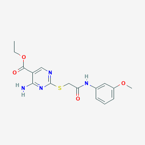 molecular formula C16H18N4O4S B11388786 Ethyl 4-amino-2-({2-[(3-methoxyphenyl)amino]-2-oxoethyl}sulfanyl)pyrimidine-5-carboxylate 