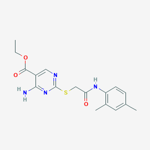 molecular formula C17H20N4O3S B11388801 Ethyl 4-amino-2-({2-[(2,4-dimethylphenyl)amino]-2-oxoethyl}sulfanyl)pyrimidine-5-carboxylate 