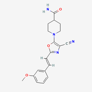 1-{4-cyano-2-[(E)-2-(3-methoxyphenyl)ethenyl]-1,3-oxazol-5-yl}piperidine-4-carboxamide