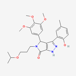 molecular formula C27H33N3O6 B11388855 3-(2-hydroxy-5-methylphenyl)-5-[3-(propan-2-yloxy)propyl]-4-(3,4,5-trimethoxyphenyl)-4,5-dihydropyrrolo[3,4-c]pyrazol-6(1H)-one 