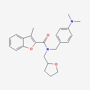 molecular formula C24H28N2O3 B11388860 N-[4-(dimethylamino)benzyl]-3-methyl-N-(tetrahydrofuran-2-ylmethyl)-1-benzofuran-2-carboxamide 