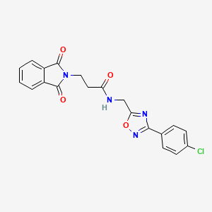 molecular formula C20H15ClN4O4 B11388866 N-{[3-(4-chlorophenyl)-1,2,4-oxadiazol-5-yl]methyl}-3-(1,3-dioxo-1,3-dihydro-2H-isoindol-2-yl)propanamide 