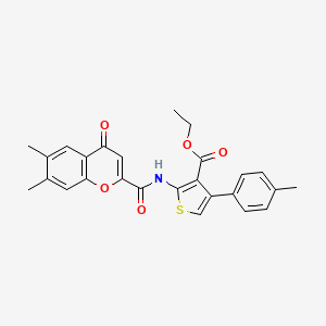 molecular formula C26H23NO5S B11388868 ethyl 2-{[(6,7-dimethyl-4-oxo-4H-chromen-2-yl)carbonyl]amino}-4-(4-methylphenyl)thiophene-3-carboxylate 