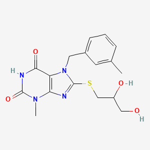 molecular formula C17H20N4O4S B11388880 8-[(2,3-dihydroxypropyl)sulfanyl]-3-methyl-7-(3-methylbenzyl)-3,7-dihydro-1H-purine-2,6-dione 