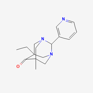 molecular formula C16H21N3O B11388886 1,3-Diazatricyclo[3.3.1.1(3,7)]decan-6-one, 5-ethyl-7-methyl-2-(3-pyridinyl)- 