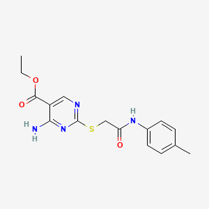 molecular formula C16H18N4O3S B11388931 Ethyl 4-amino-2-({2-[(4-methylphenyl)amino]-2-oxoethyl}sulfanyl)pyrimidine-5-carboxylate 