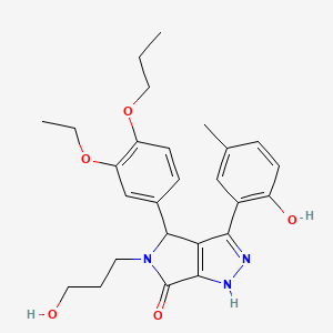 molecular formula C26H31N3O5 B11388985 4-(3-ethoxy-4-propoxyphenyl)-3-(2-hydroxy-5-methylphenyl)-5-(3-hydroxypropyl)-4,5-dihydropyrrolo[3,4-c]pyrazol-6(1H)-one 