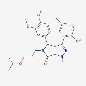 molecular formula C25H29N3O5 B11388987 4-(4-hydroxy-3-methoxyphenyl)-3-(2-hydroxy-5-methylphenyl)-5-[3-(propan-2-yloxy)propyl]-4,5-dihydropyrrolo[3,4-c]pyrazol-6(1H)-one 