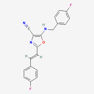 5-[(4-fluorobenzyl)amino]-2-[(E)-2-(4-fluorophenyl)ethenyl]-1,3-oxazole-4-carbonitrile