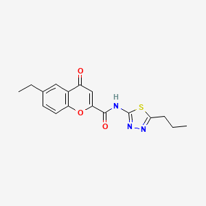 molecular formula C17H17N3O3S B11389089 6-ethyl-4-oxo-N-(5-propyl-1,3,4-thiadiazol-2-yl)-4H-chromene-2-carboxamide 