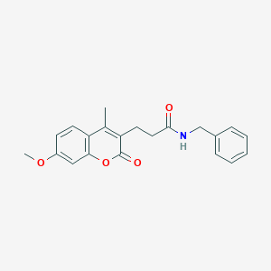 molecular formula C21H21NO4 B11389100 N-benzyl-3-(7-methoxy-4-methyl-2-oxo-2H-chromen-3-yl)propanamide 