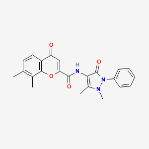 molecular formula C23H21N3O4 B11389110 N-(1,5-dimethyl-3-oxo-2-phenyl-2,3-dihydro-1H-pyrazol-4-yl)-7,8-dimethyl-4-oxo-4H-chromene-2-carboxamide 