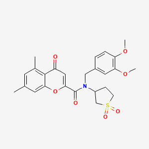 N-(3,4-dimethoxybenzyl)-N-(1,1-dioxidotetrahydrothiophen-3-yl)-5,7-dimethyl-4-oxo-4H-chromene-2-carboxamide