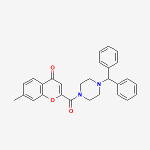 molecular formula C28H26N2O3 B11389166 2-{[4-(diphenylmethyl)piperazin-1-yl]carbonyl}-7-methyl-4H-chromen-4-one 