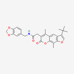 N-(1,3-benzodioxol-5-ylmethyl)-2-(3-tert-butyl-5,9-dimethyl-7-oxo-7H-furo[3,2-g]chromen-6-yl)acetamide