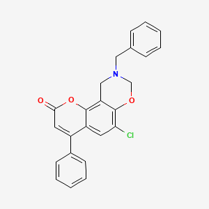 9-benzyl-6-chloro-4-phenyl-9,10-dihydro-2H,8H-chromeno[8,7-e][1,3]oxazin-2-one