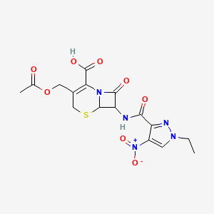 3-[(acetyloxy)methyl]-7-{[(1-ethyl-4-nitro-1H-pyrazol-3-yl)carbonyl]amino}-8-oxo-5-thia-1-azabicyclo[4.2.0]oct-2-ene-2-carboxylic acid