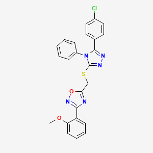 molecular formula C24H18ClN5O2S B11389329 5-({[5-(4-chlorophenyl)-4-phenyl-4H-1,2,4-triazol-3-yl]sulfanyl}methyl)-3-(2-methoxyphenyl)-1,2,4-oxadiazole 