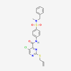 molecular formula C22H21ClN4O3S2 B11389331 N-{4-[benzyl(methyl)sulfamoyl]phenyl}-5-chloro-2-(prop-2-en-1-ylsulfanyl)pyrimidine-4-carboxamide 