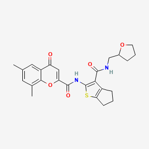 6,8-dimethyl-4-oxo-N-{3-[(tetrahydrofuran-2-ylmethyl)carbamoyl]-5,6-dihydro-4H-cyclopenta[b]thiophen-2-yl}-4H-chromene-2-carboxamide