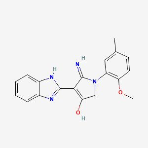 molecular formula C19H18N4O2 B11389403 5-Amino-4-(1H-1,3-benzodiazol-2-YL)-1-(2-methoxy-5-methylphenyl)-2,3-dihydro-1H-pyrrol-3-one 