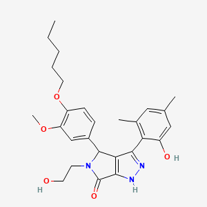 molecular formula C27H33N3O5 B11389413 3-(2-hydroxy-4,6-dimethylphenyl)-5-(2-hydroxyethyl)-4-[3-methoxy-4-(pentyloxy)phenyl]-4,5-dihydropyrrolo[3,4-c]pyrazol-6(1H)-one 