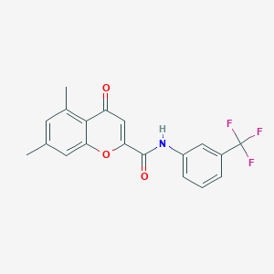 molecular formula C19H14F3NO3 B11389430 5,7-dimethyl-4-oxo-N-[3-(trifluoromethyl)phenyl]-4H-chromene-2-carboxamide 