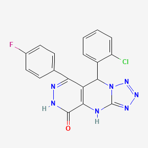 molecular formula C18H11ClFN7O B11389442 8-(2-chlorophenyl)-10-(4-fluorophenyl)-2,4,5,6,7,11,12-heptazatricyclo[7.4.0.03,7]trideca-1(9),3,5,10-tetraen-13-one 