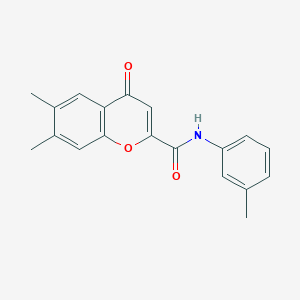 molecular formula C19H17NO3 B11389458 6,7-dimethyl-N-(3-methylphenyl)-4-oxo-4H-chromene-2-carboxamide 