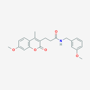 molecular formula C22H23NO5 B11389464 N-(3-methoxybenzyl)-3-(7-methoxy-4-methyl-2-oxo-2H-chromen-3-yl)propanamide 