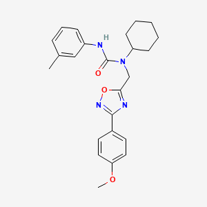 molecular formula C24H28N4O3 B11389499 1-Cyclohexyl-1-{[3-(4-methoxyphenyl)-1,2,4-oxadiazol-5-yl]methyl}-3-(3-methylphenyl)urea 