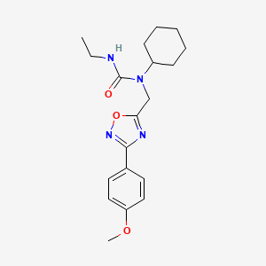 molecular formula C19H26N4O3 B11389591 1-Cyclohexyl-3-ethyl-1-{[3-(4-methoxyphenyl)-1,2,4-oxadiazol-5-yl]methyl}urea 