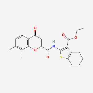 molecular formula C23H23NO5S B11389602 ethyl 2-{[(7,8-dimethyl-4-oxo-4H-chromen-2-yl)carbonyl]amino}-4,5,6,7-tetrahydro-1-benzothiophene-3-carboxylate 