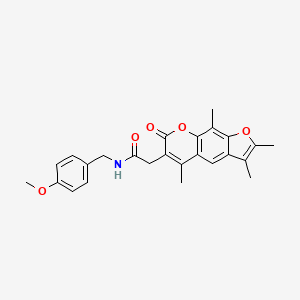 molecular formula C25H25NO5 B11389609 N-(4-methoxybenzyl)-2-(2,3,5,9-tetramethyl-7-oxo-7H-furo[3,2-g]chromen-6-yl)acetamide 