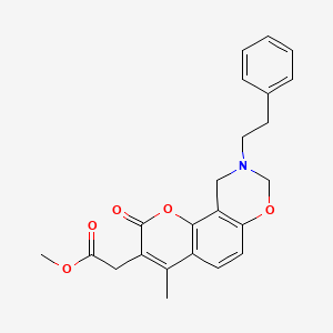 molecular formula C23H23NO5 B11389616 methyl [4-methyl-2-oxo-9-(2-phenylethyl)-9,10-dihydro-2H,8H-chromeno[8,7-e][1,3]oxazin-3-yl]acetate 