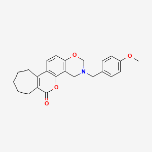 3-(4-methoxybenzyl)-3,4,8,9,10,11-hexahydro-2H-cyclohepta[3,4]chromeno[8,7-e][1,3]oxazin-6(7H)-one