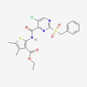 molecular formula C21H20ClN3O5S2 B11389629 Ethyl 2-({[2-(benzylsulfonyl)-5-chloropyrimidin-4-yl]carbonyl}amino)-4,5-dimethylthiophene-3-carboxylate 