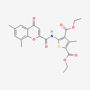 molecular formula C23H23NO7S B11389704 diethyl 5-{[(6,8-dimethyl-4-oxo-4H-chromen-2-yl)carbonyl]amino}-3-methylthiophene-2,4-dicarboxylate 