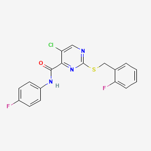 molecular formula C18H12ClF2N3OS B11389713 5-chloro-2-[(2-fluorobenzyl)sulfanyl]-N-(4-fluorophenyl)pyrimidine-4-carboxamide 